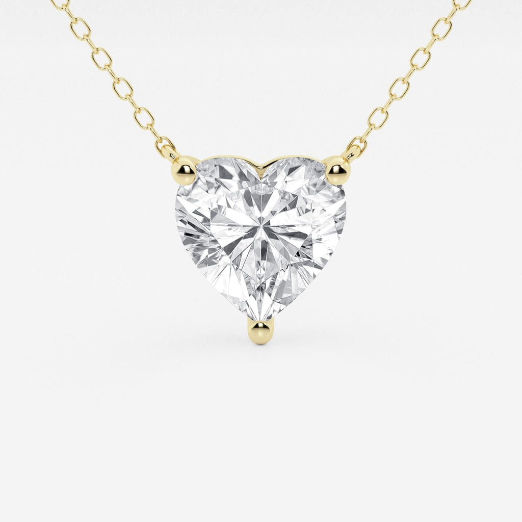 3.00 CTW Floating Heart Shape Lab Grown Diamond Solitaire Pendant Necklace F/G VS1 AGI Certified in 14K White or Yellow Gold