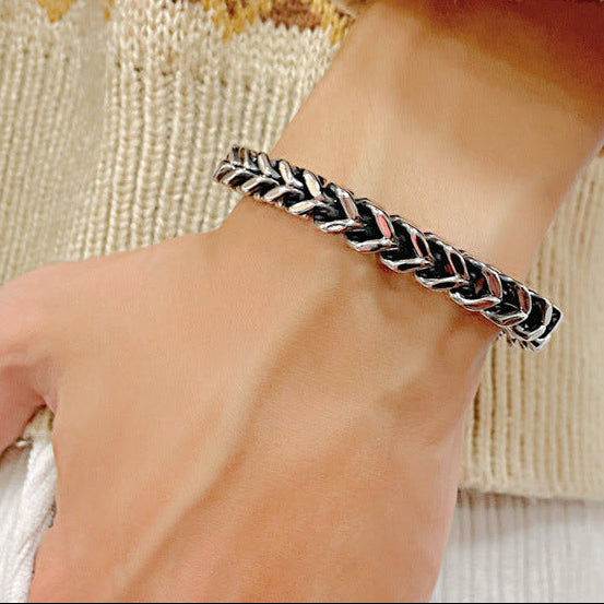 Stainless steel round grinding Cuban bracelet