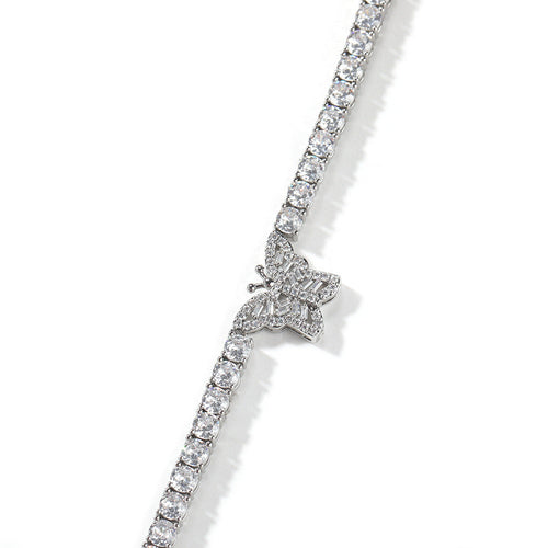 diamond tennis necklace butterfly chain