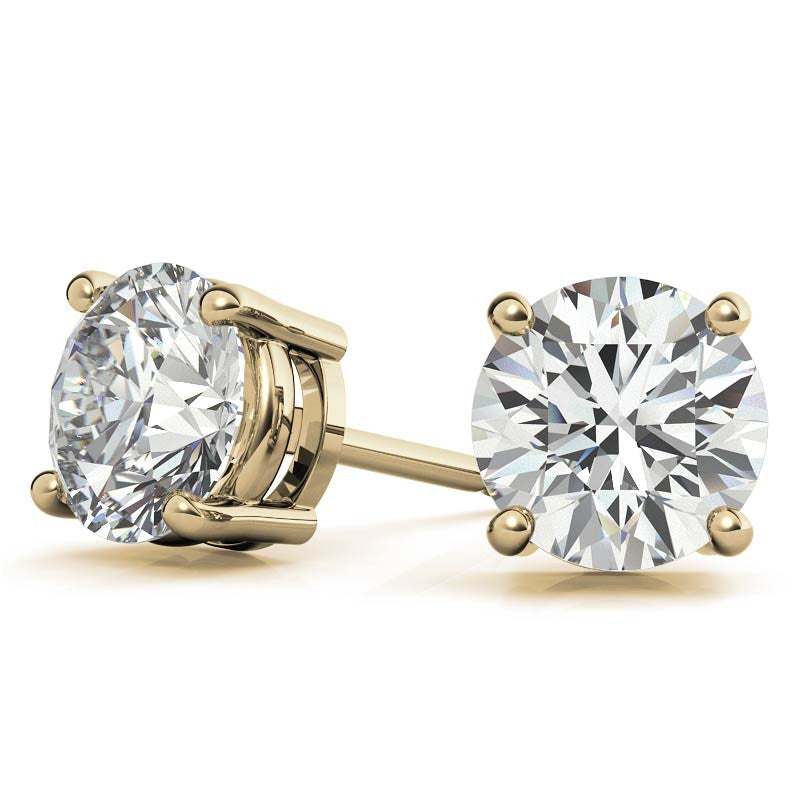3.50 CTW Lab-Grown Round Diamond Stud Earrings in 14k Gold – E-F/VS AGI Certified
